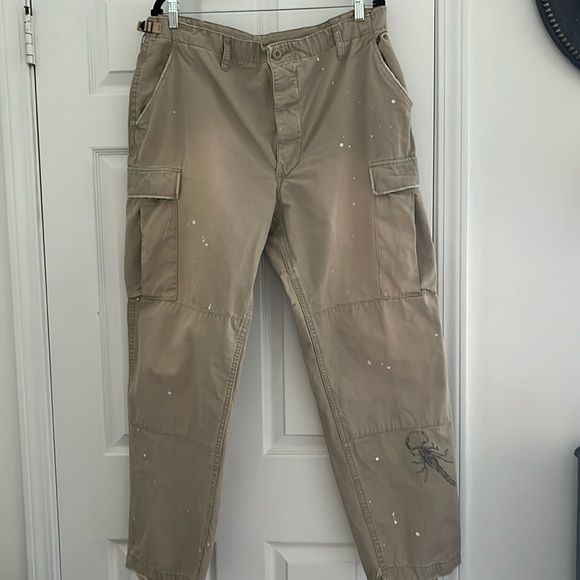 Vintage rare  Polo jeans military cargo trouser scorpion painted on leg - Picture 1 of 9
